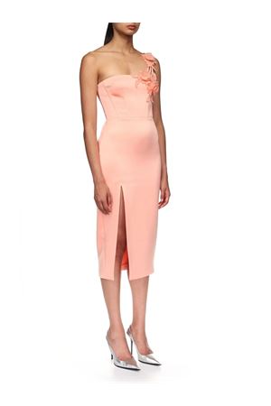 Abito midi asimmetrico in raso color pesca DAVID KOMA | RE26DK67DPEACH